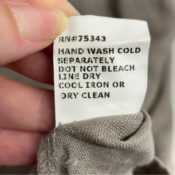 NWT Lina Tomei Gray 100% Linen Sleeveless Dress W/Pockets L Beaded Neck Collar - Picture 5 of 8